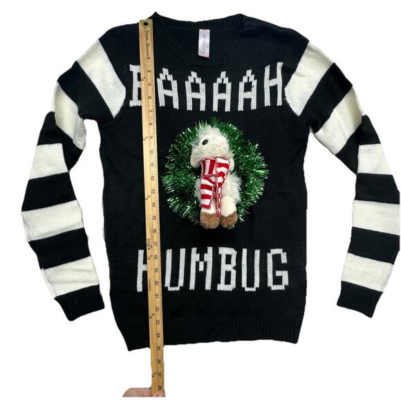 Ugly Christmas Sweater Womens Size Medium Bah Humbug 3D Sheep Lamb Holiday - Picture 4 of 7